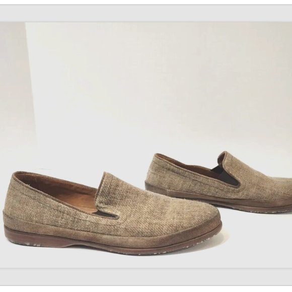 JOHN VARVATOS Textile Textured Tan Slip On Casual Loafers Shoes - Picture 1 of 12